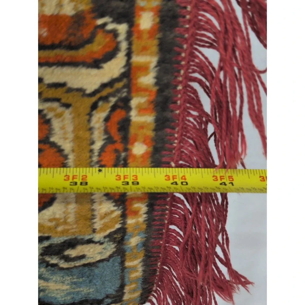 Vintage Italian Velvet Tapestry 41x19 Made In Italy Street Market Scene Camel